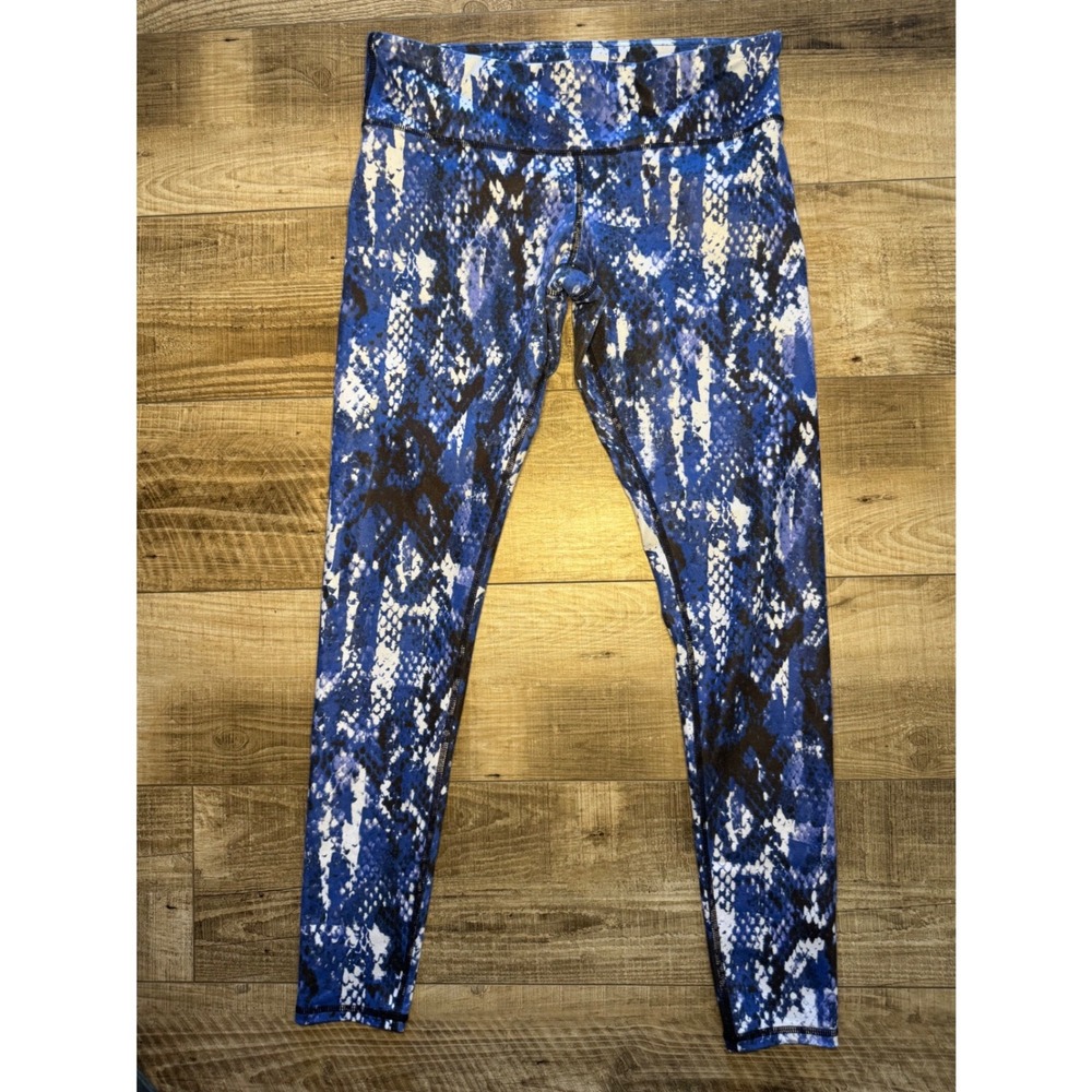Alo Yoga Blue Snakeskin Airbrush Leggings Women Medium Animal Print Activewear